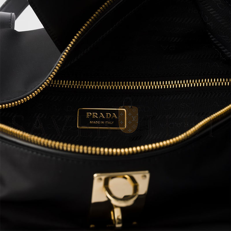 Pra*a large re-nylon top-handle bag with padlock 1bb135 (40*21*20cm)